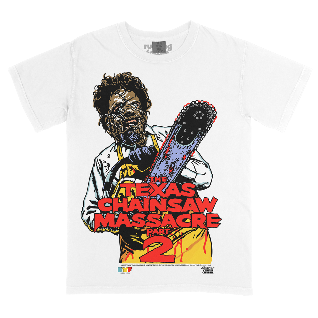 The Texas Chainsaw Massacre Part 2 / Prime Meat (Vintage Puff Print Reproduction T-Shirt / Timed Edition)