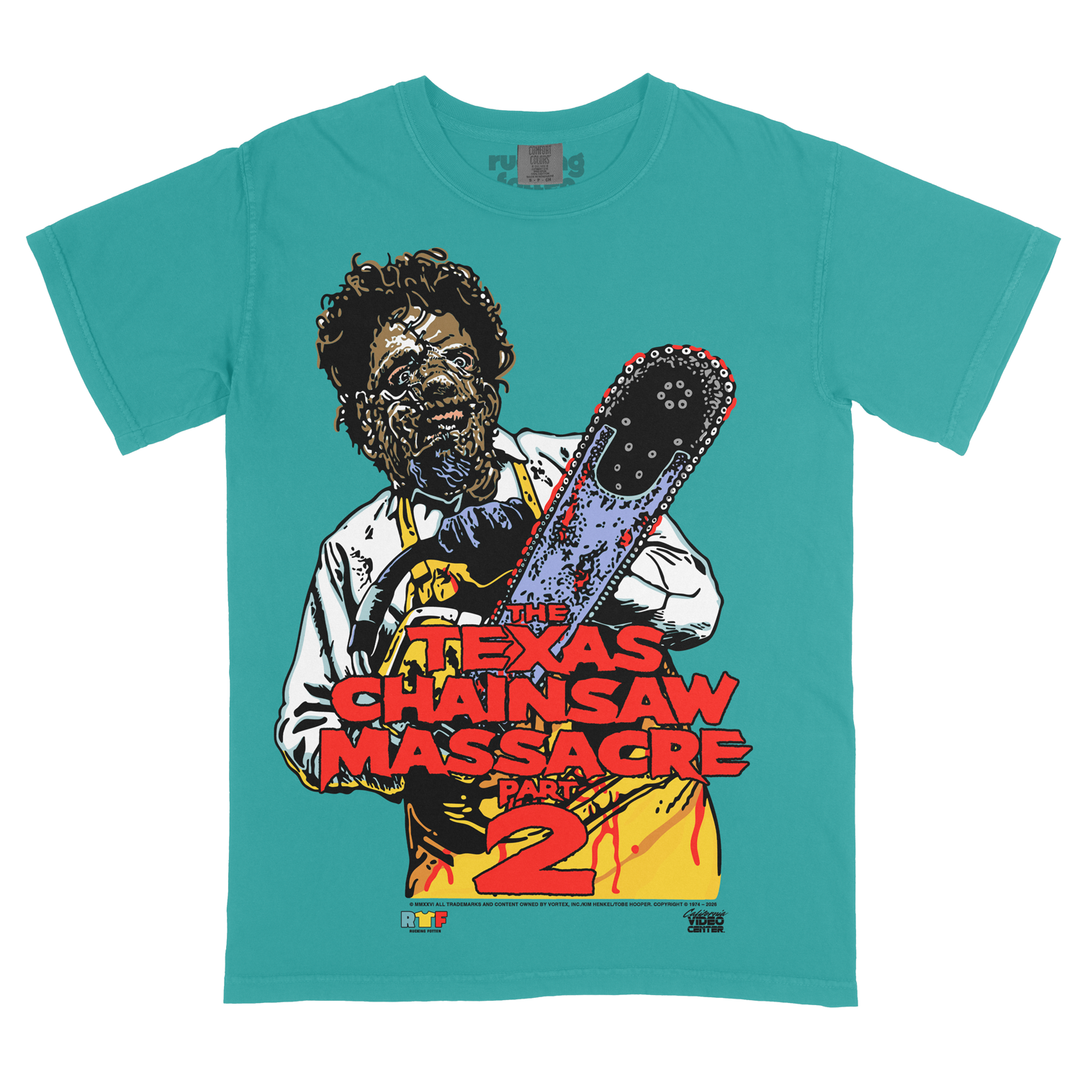 The Texas Chainsaw Massacre Part 2 / Prime Meat // Inna-Vida-da-Gadda (Variant Colorway - Puff Print Reproduction T-Shirt / Limited to 100)